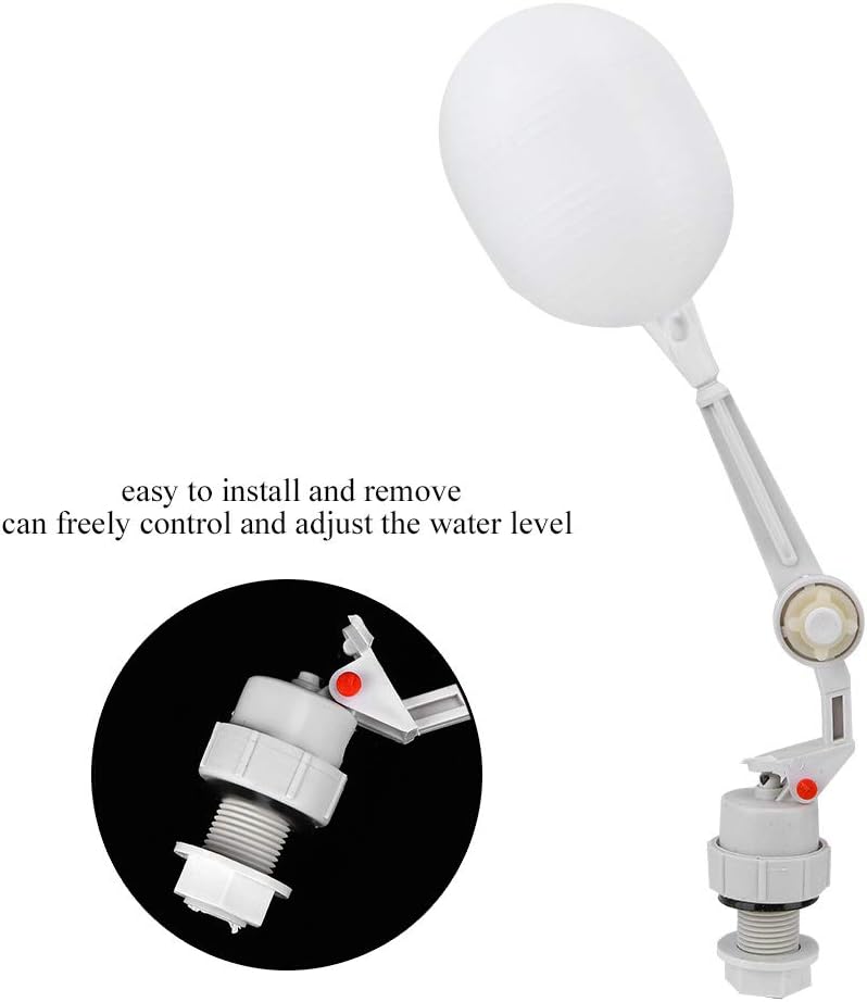 Plastic Float Valve 2 Pack Auto Fill Shut Off Valve for Livestock Water Tank Trough, with Thicken Float Adjustable