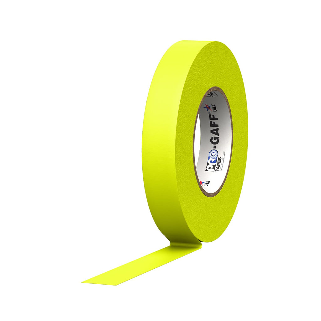 1" Width ProTapes Pro Gaff Premium Matte Cloth Gaffer's Tape With Rubber Adhesive, 50 yds Length x, Fluorescent