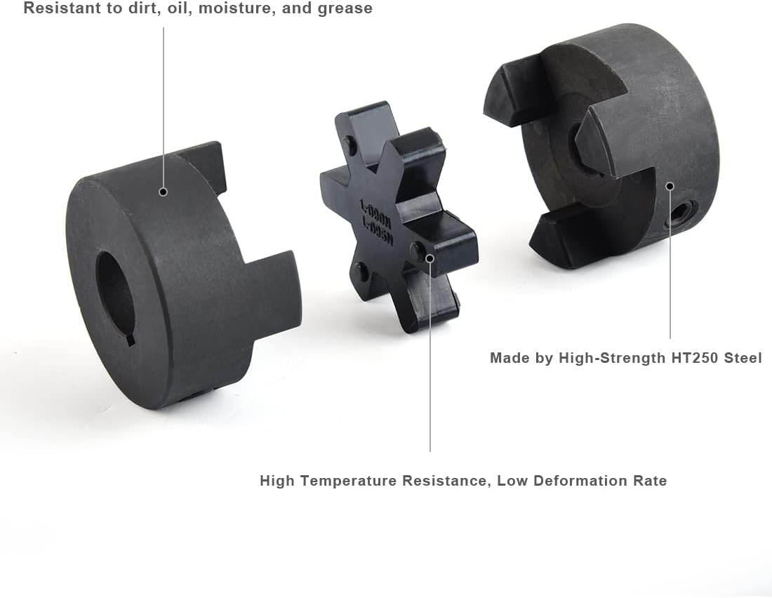1/2" to 3/4" L095 Flexible 3-Piece L-Jaw Coupling Set & Buna-N NBR Rubber Spider