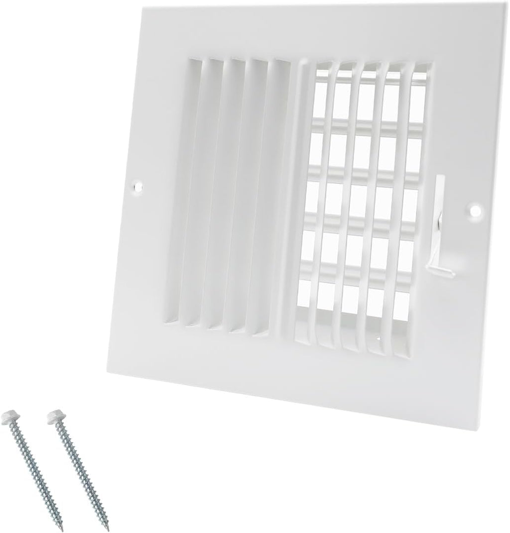 6 x 6 Inch [Duct Opening] Air Vent Covers for Wall or Ceiling - High Airflow 2 Way Steel Ventilation - Adjustable