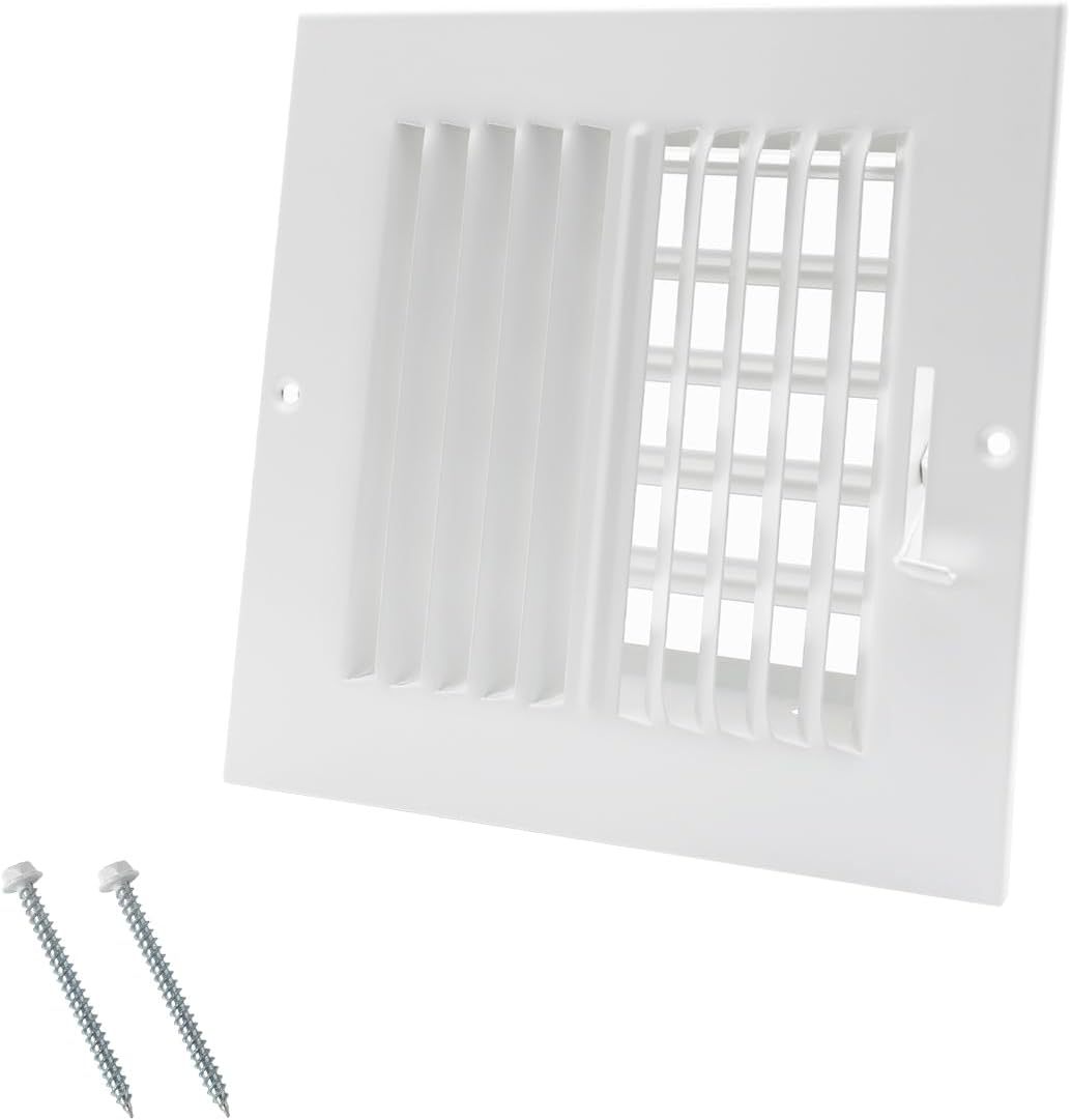 6 x 6 Inch [Duct Opening] Air Vent Covers for Wall or Ceiling - High Airflow 2 Way Steel Ventilation - Adjustable