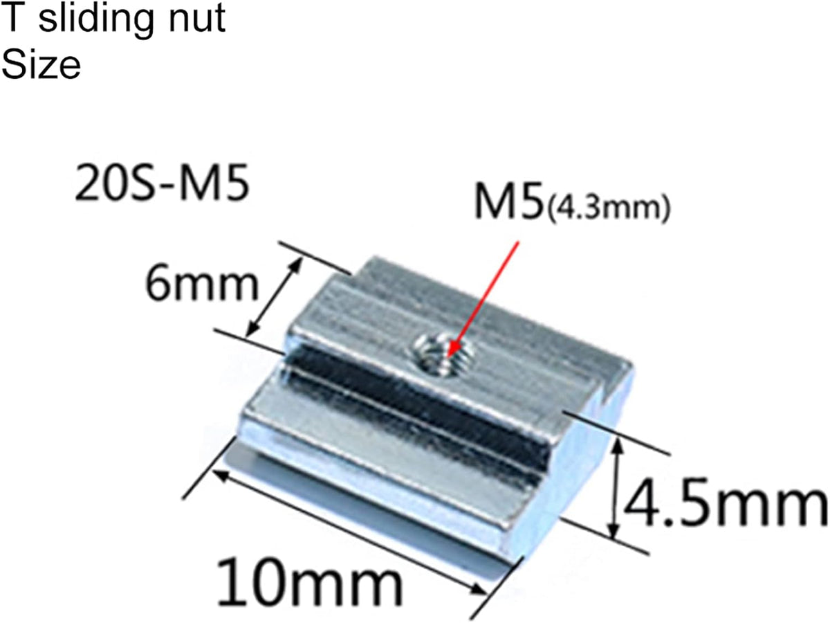 50pcs 2020 Series M5 Sliding T Nut, Metric M5 Thread 2020 T Slot Nut, for 2020 Aluminum Extrusion Profile Slot 6mm