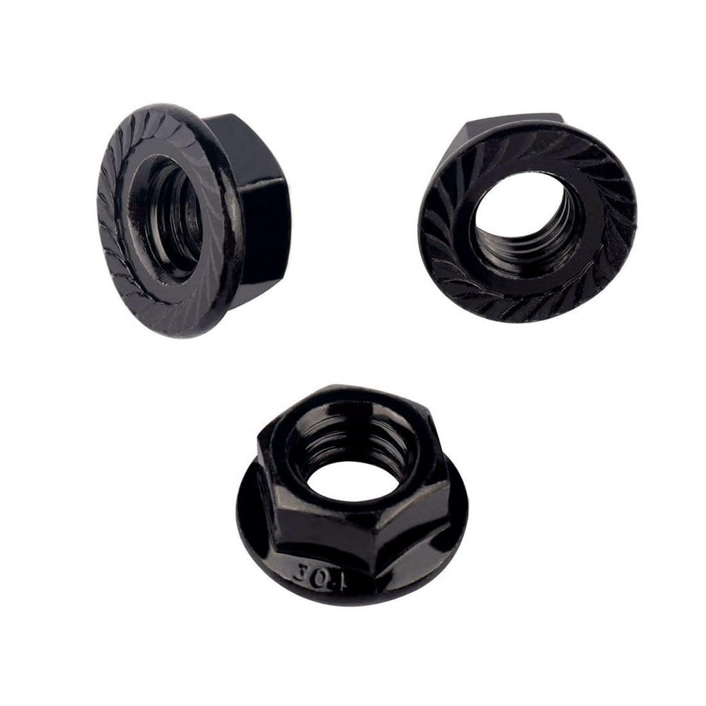 1/4-20 Serrated Flange Hex Lock Nuts 304 Stainless Steel, 50PCS Black