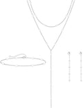 Gold Jewelry Set for Women - Dainty 14K Gold/Silver Plated Pearl Choker Necklace, Drop Earrings & Bracelets - Wedding