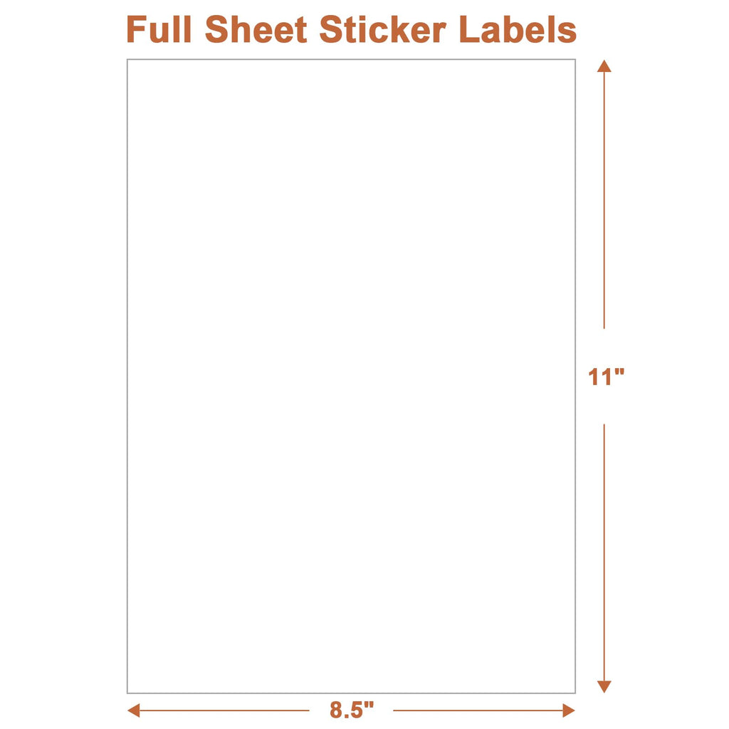 Full Sheet Sticker Label, 8.5" x 11" Shipping Label -200 Sheets, 200 Labels
