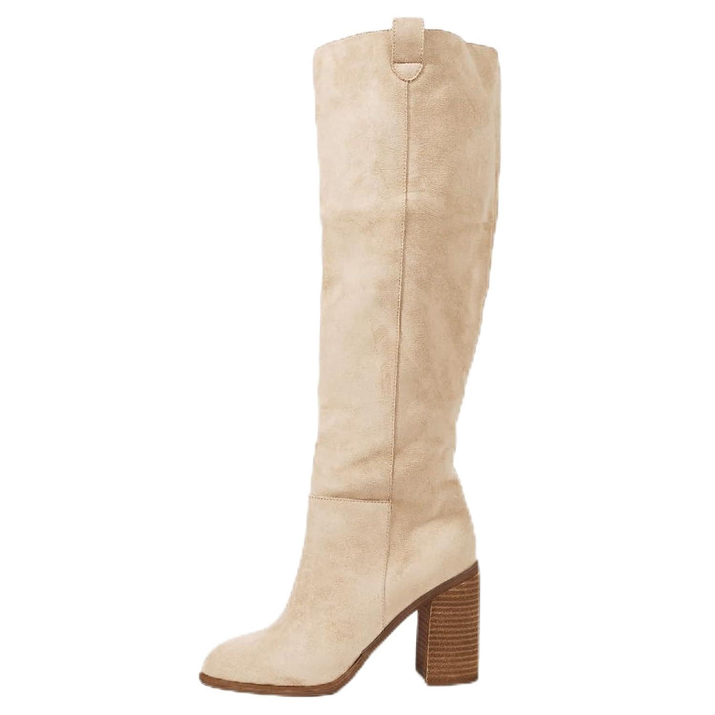 Womens Knee High Boots Slouchy Suede Fall Tall Boot Chunky Heel