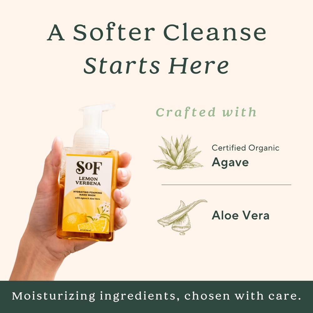 SoF Lemon Verbena Foaming Hand Wash, Agave Nectar & Coconut Oil, 3pk