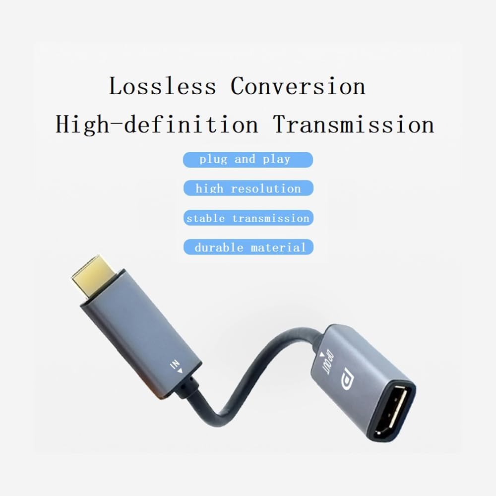 HDMI to DisplayPort Adapter 4K@60Hz High Speed HDMI Male to DP Female Converter Cable Compatible for PC Graphics Card