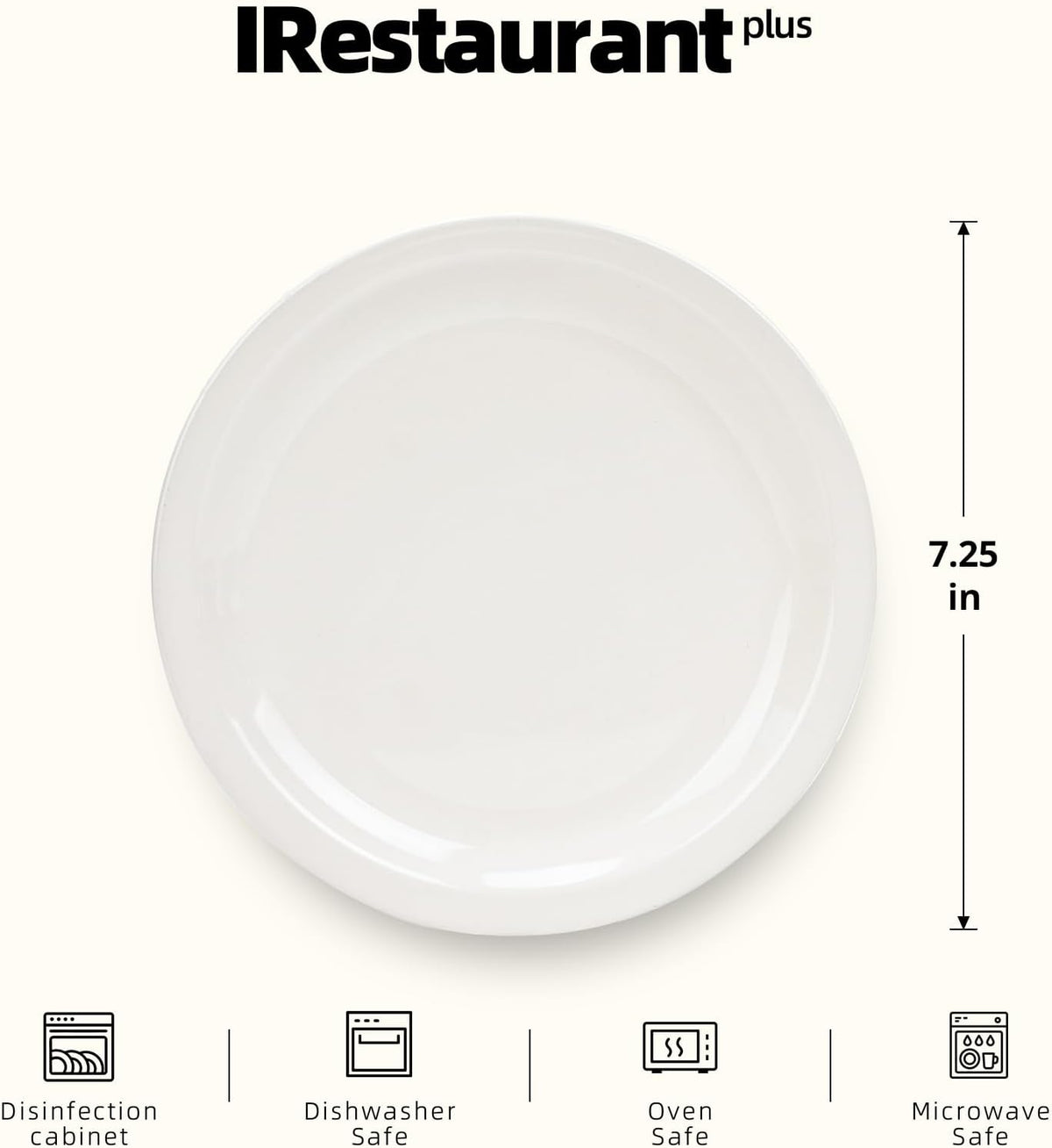 Stoneware Narrow Rim Commercial Grade Dinnerware, America White, Plate 7.25", Case of 36