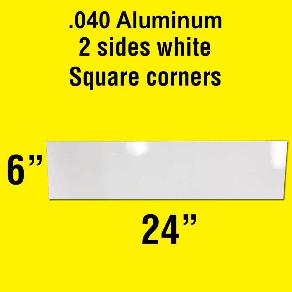 White Metal Sign Blanks (Aluminum) | 6x24 Inch .040 White Aluminum with 3/4 Inch Rounded Corners | 18 Pack