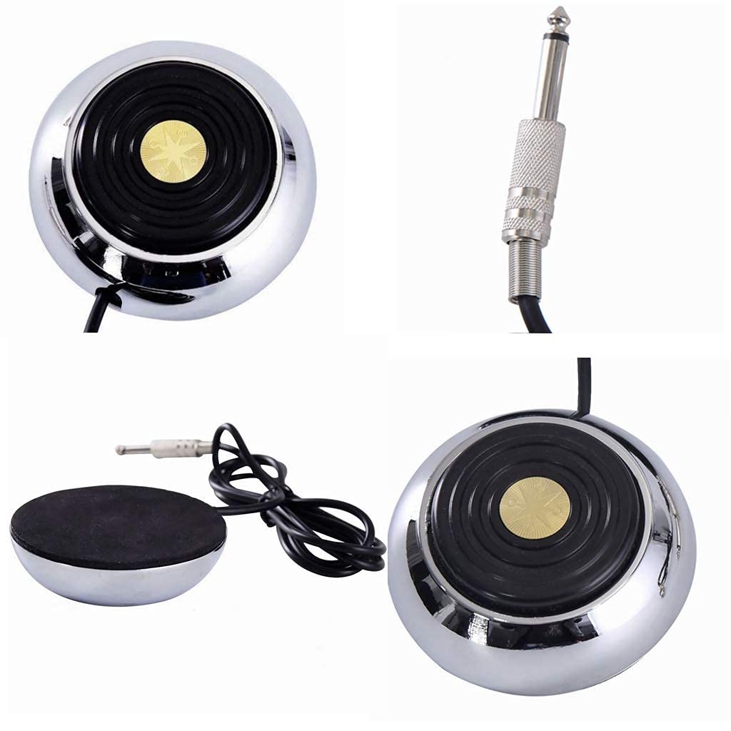 Tattoo Foot Pedal,Round Stainless Steel Tatto Foot Pedal Gem Style 360 Degree Switch With 5” ft Clip Cord for Tattoo