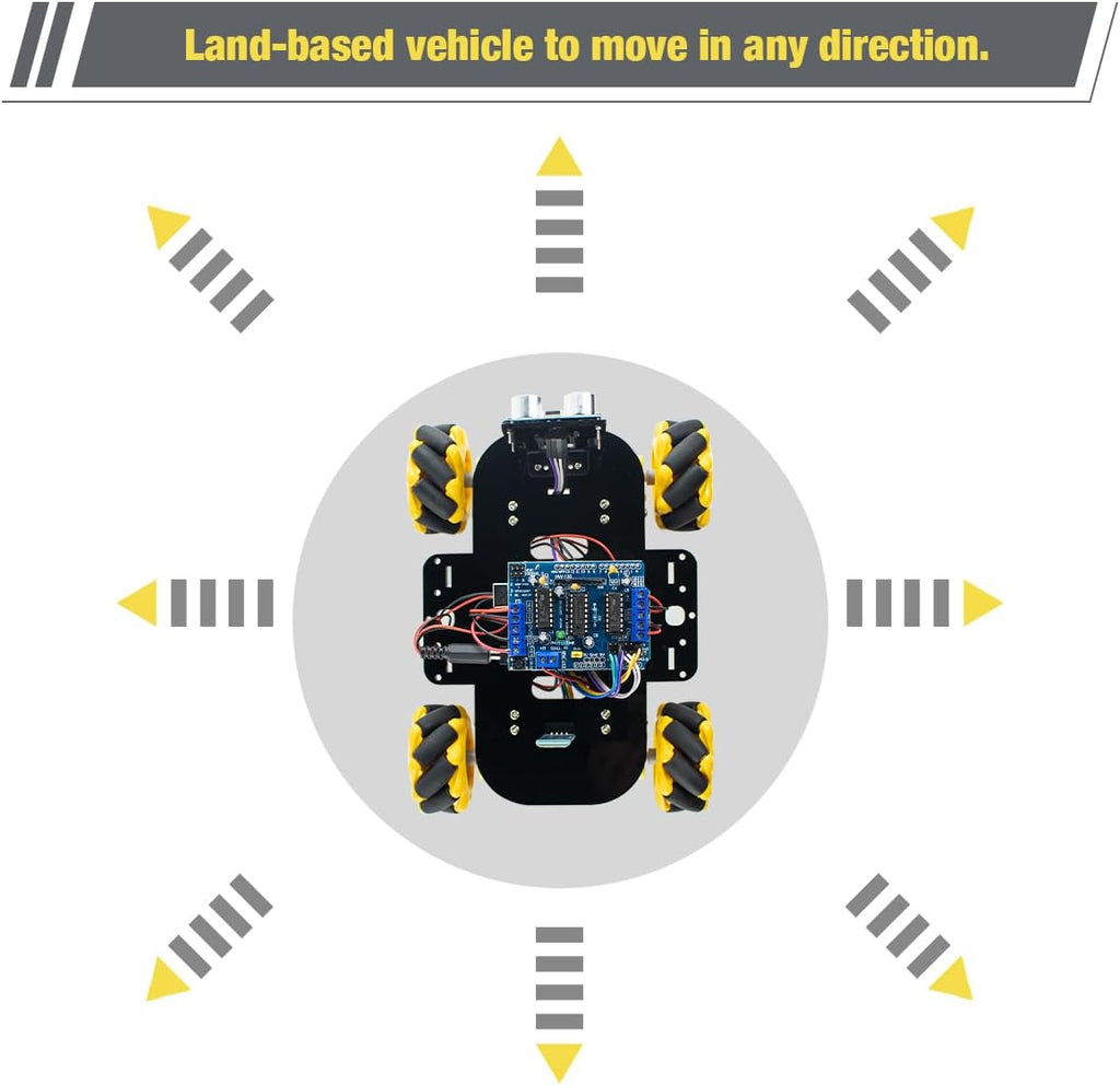 4WD Mecanum Robot Car Kit Smart DIY Project Compatible with Arduino IDE