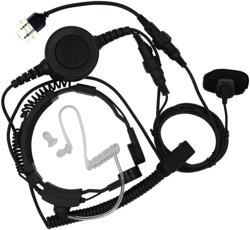Tactical Throat Mic Covert Acoustic Tube Earpiece Mic with Finger PTT | Compatible with Midland Radio 36 LXT630VP3