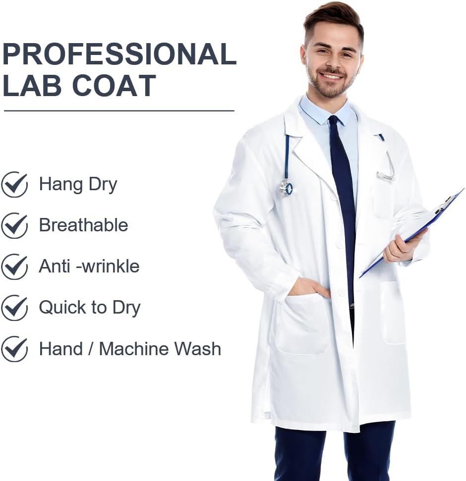 Professional Lab Coat, Medical Coat, Suitable for Medical Students, Laboratories, Masquerade Parties, Unisex