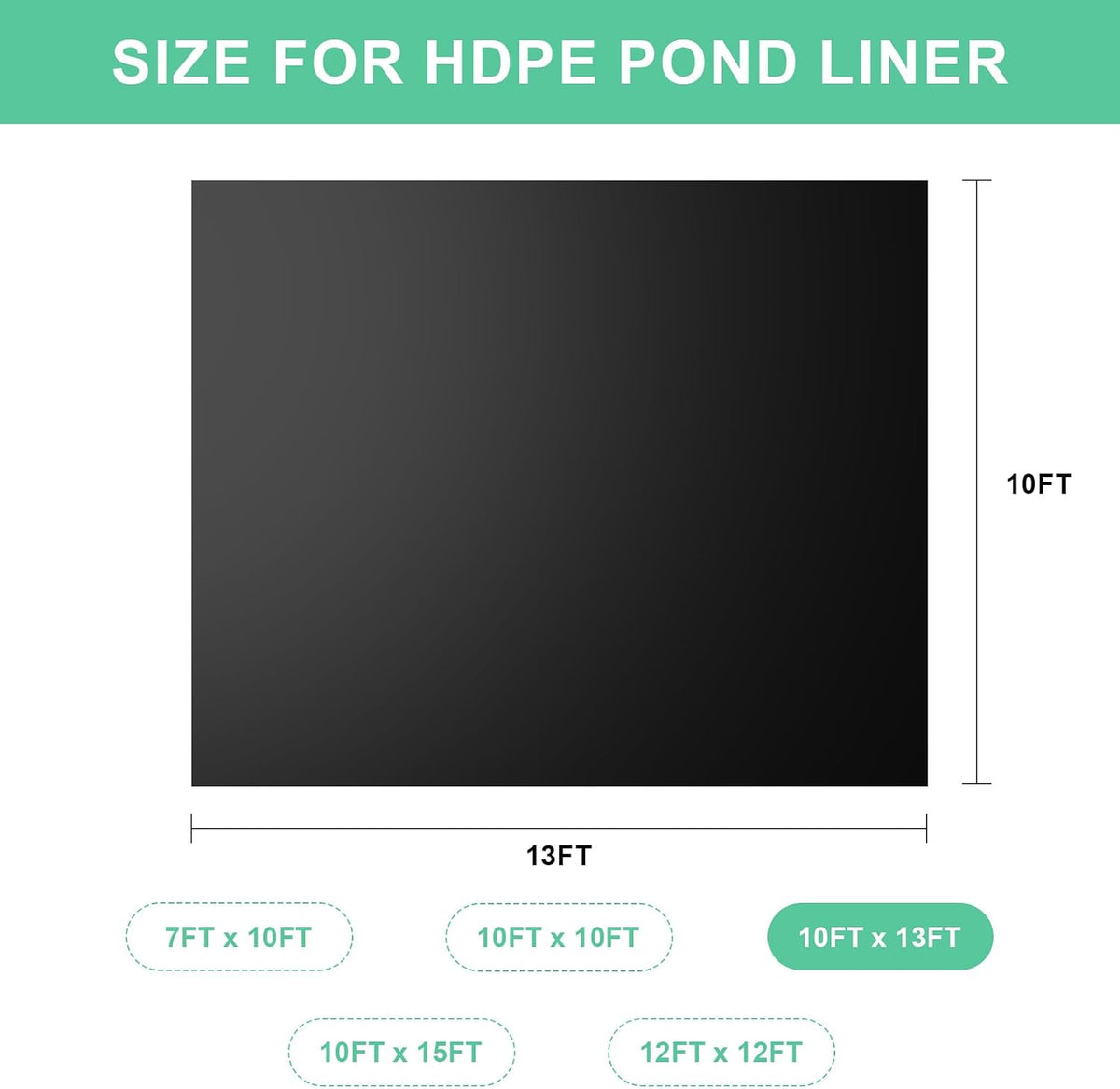 20 Mil HDPE Pond Liner, 10 x 13 FT Flexible Water Garden Liner