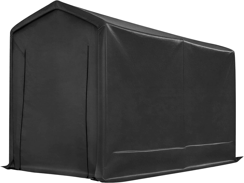 Carport Shelter, Bike Storage Shed Tent with Door Curtain, 6x12x8 ft Waterproof Car Canopy, Heavy-Duty Vehicle