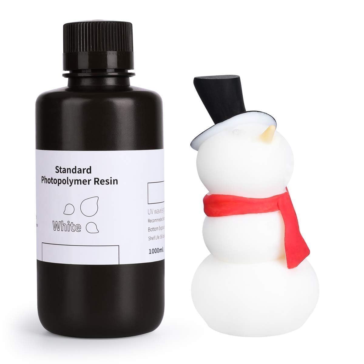 ELEGOO Upgraded Standard 2.0 3D Printer Resin White 1000g | 405nm UV Curing Photopolymer Resin for Mars Saturn
