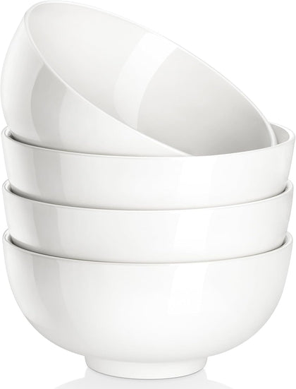 26 Oz White Ceramic Soup Bowls of 4, Cereal Bowls for Kitchen