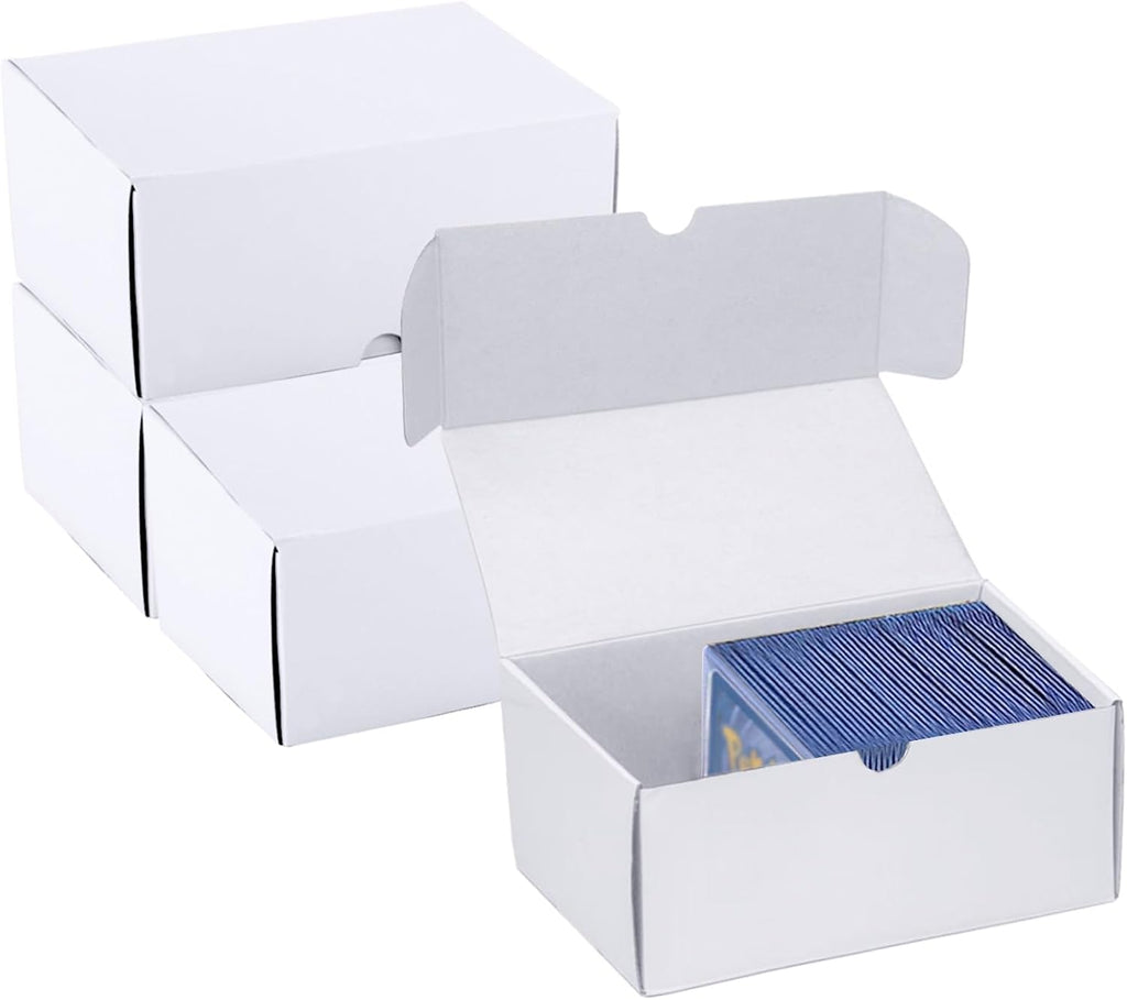 Trading Card Storage Box, 4-Pack 600 Count White Corrugated Cardboard Box | Toploader Trading Card Storage Box, Top