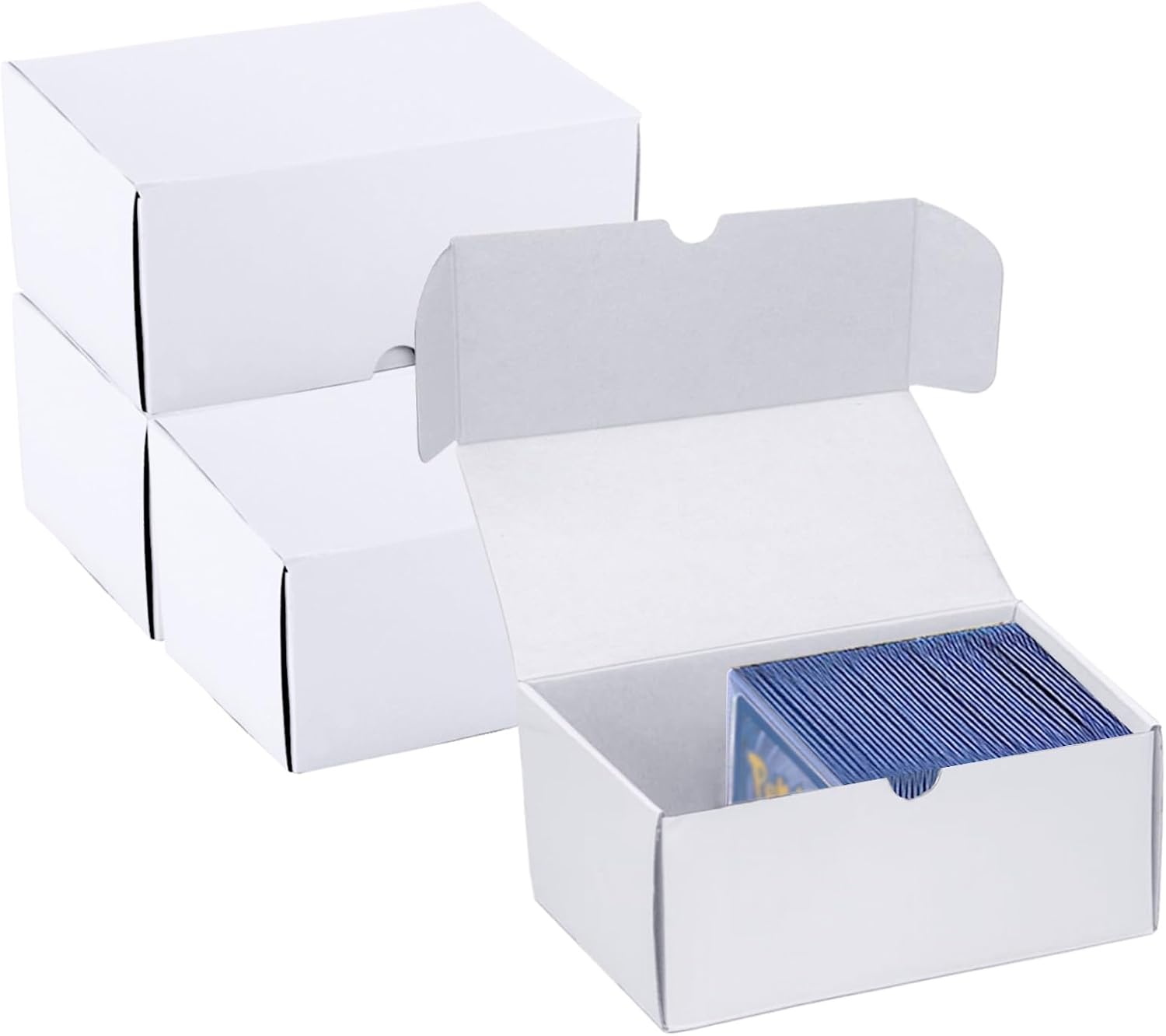 Trading Card Storage Box, 4-Pack 600 Count White Corrugated Cardboard Box | Toploader Trading Card Storage Box, Top