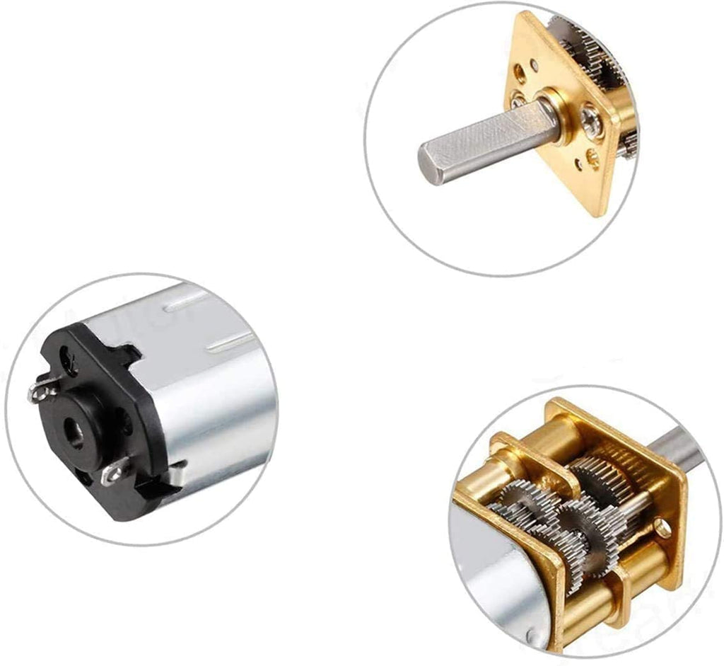 12V 100RPM Micro DC Gear Speed Reduction Motor with Full Metal Gearbox Motor GA12-N20 3mm Shaft for Robot Models, RC Cars, DIY Toys, Pack of 1, Silver