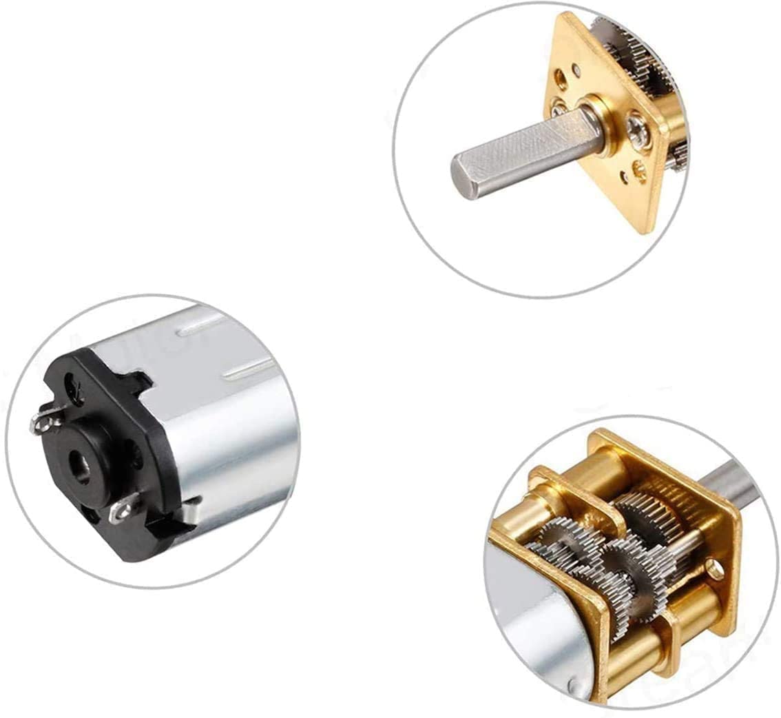 12V 100RPM Micro DC Gear Speed Reduction Motor with Full Metal Gearbox Motor GA12-N20 3mm Shaft for Robot Models, RC Cars, DIY Toys, Pack of 1, Silver