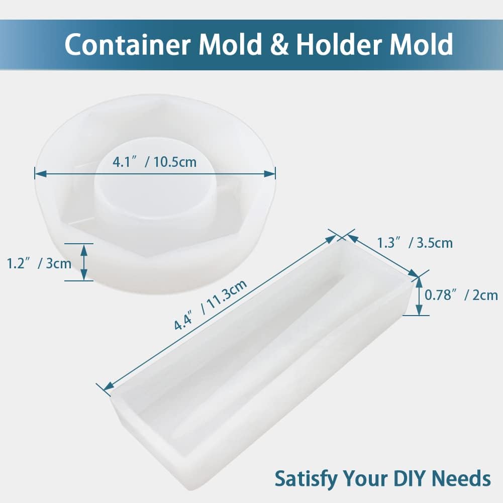 Silicone Resin Casting Molds Pack of 5 | Epoxy Resin Molds with Large Rolling Tray & Herb Grinder Mold for DIY Resin