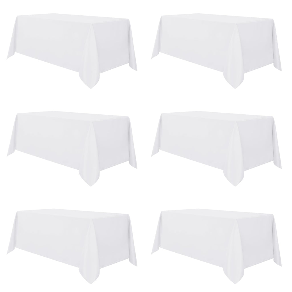 6 Pack White Table Cloth 90x156 Inch for 8 Feet Rectangle Tables