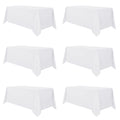 6 Pack White Table Cloth 90x156 Inch for 8 Feet Rectangle Tables