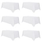 6 Pack White Table Cloth 90x156 Inch for 8 Feet Rectangle Tables
