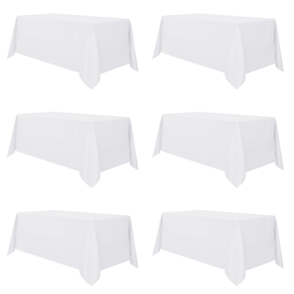 6 Pack White Table Cloth 90x156 Inch for 8 Feet Rectangle Tables