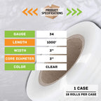 PSBM Pre-Stretched Mini Stretch Wrap 3 Inch x1000 Feet Clear 18 Pack