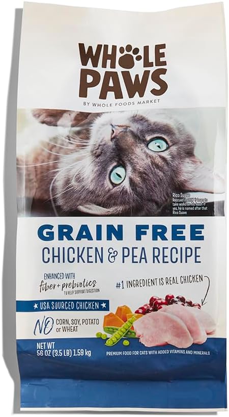 Grain-Free Dry Cat Food, Chicken & Pea Recipe, Enhanced with Fiber & Prebiotics, 3.5 lb