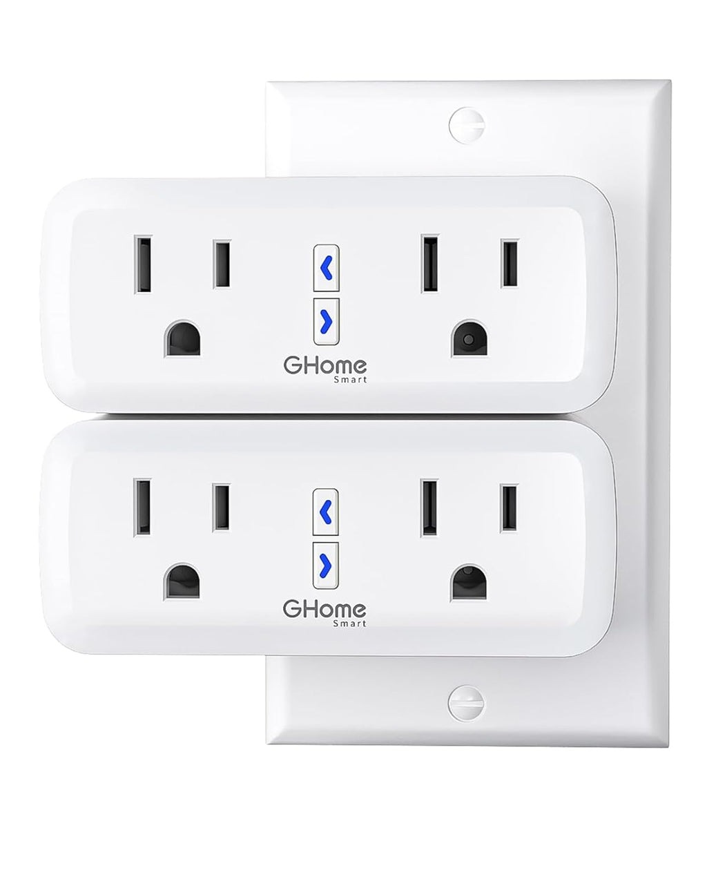 Dual Smart Plug 15A, GHome Smart Plugs Work with Alexa and Google Home, 2-in-1 Compact Smart Outlet Timer with APP