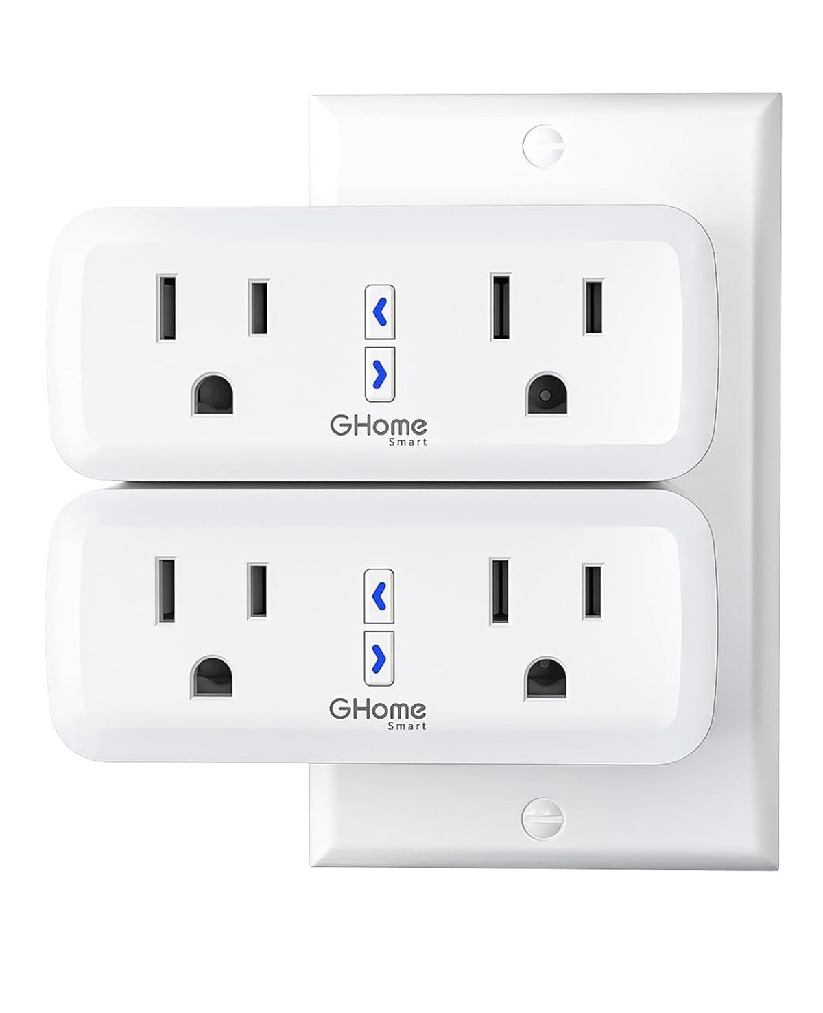 Dual Smart Plug 15A, GHome Smart Plugs Work with Alexa and Google Home, 2-in-1 Compact Smart Outlet Timer with APP