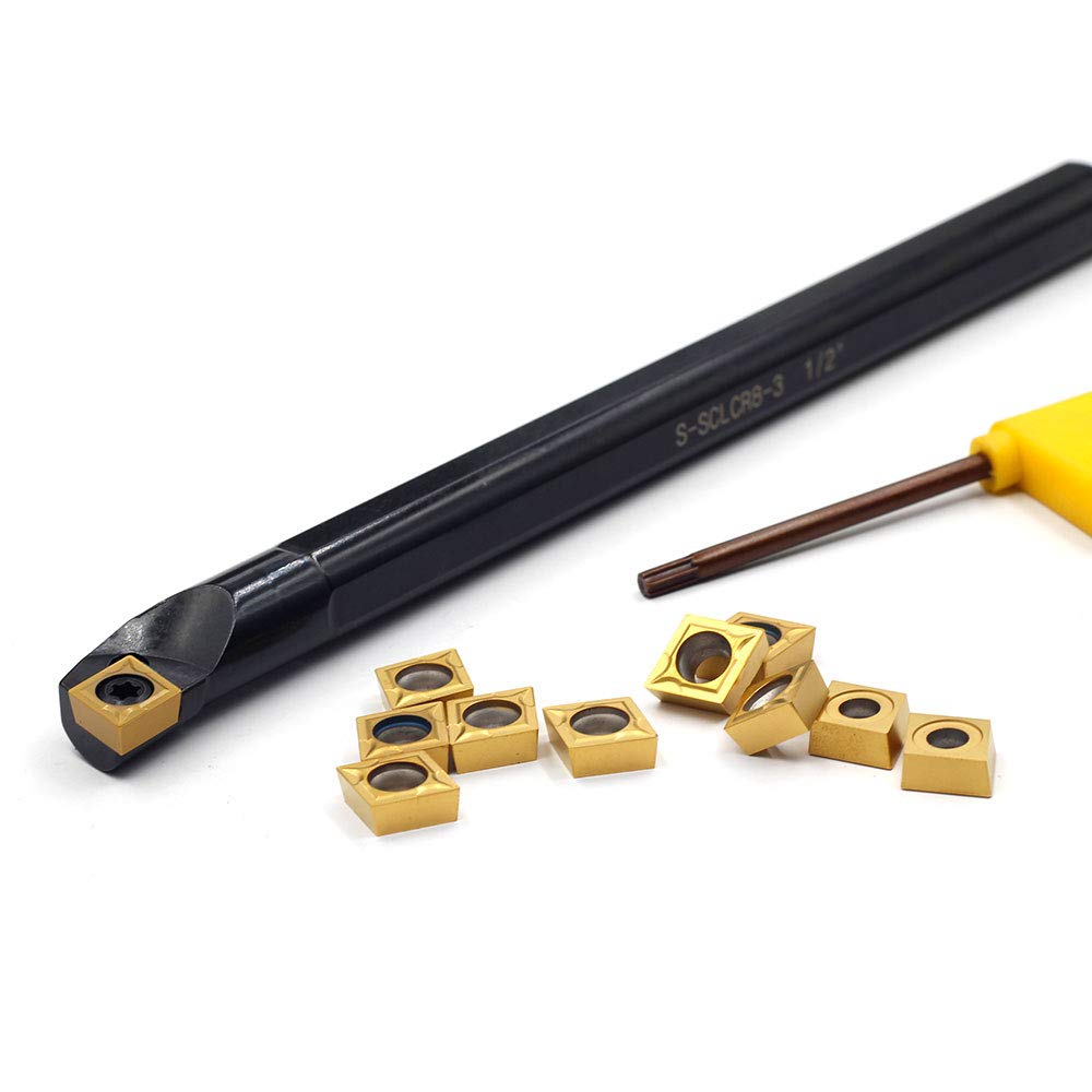 OSCARBIDE 1/2" x 7" Indexable Boring Bar, Right-Hand,10pcs Inserts
