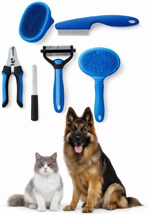 Dog Grooming Kit 6-in-1 for Heavy Shedding – Professional Pet Grooming Tools Set, Complete Home Care Kit with