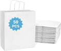 50Pcs White Gift Bags with Handles - 11x5.9x11 Inch