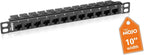 Tecmojo 12-Port Cat6 Patch Panel, 0.5U Rack Mount Modular Panel with Keystone Coupler, for 10" Server Rack & Network Cabinet, Gigabit Ethernet, Black