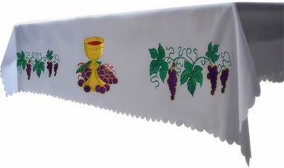 Church Altar Table Cloth Communion Rectangle Table Runner Free Size 78 x 59 Inches (White 2)