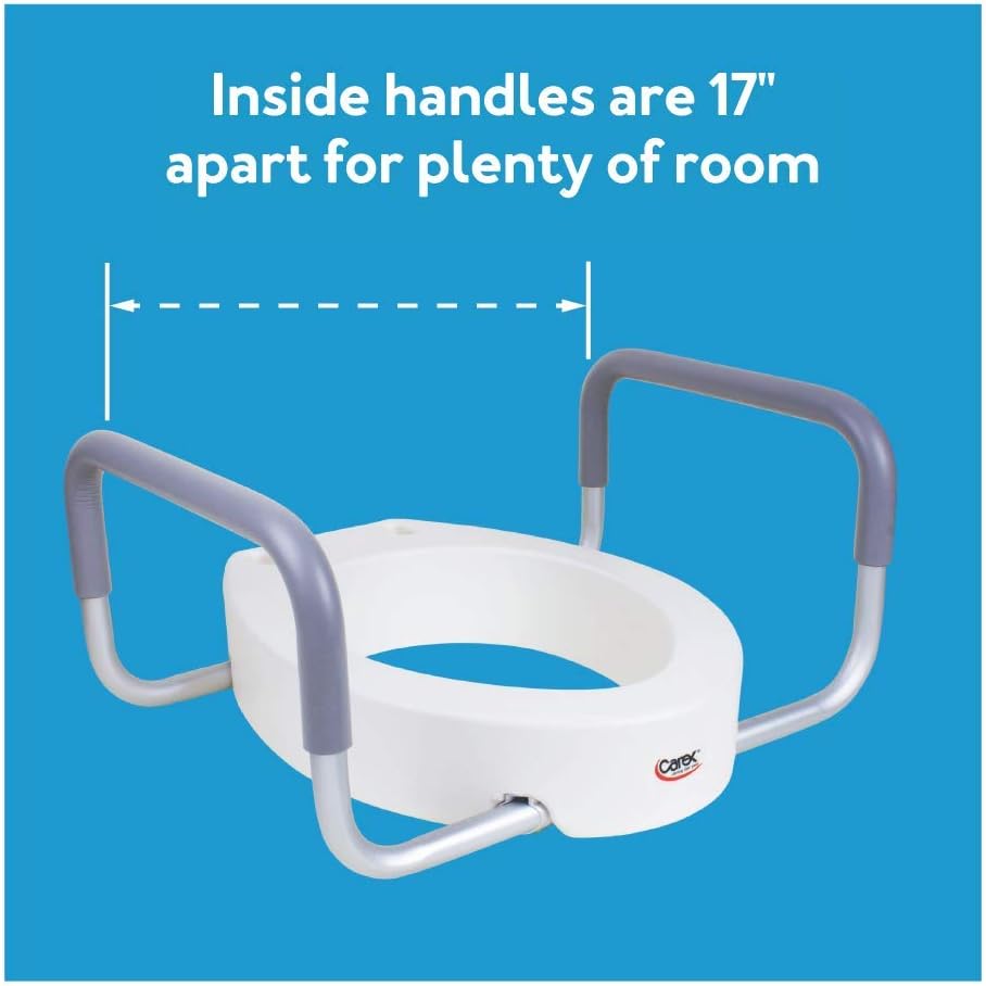 3.5 Inch Raised Toilet Seat with Arms, Round Toilet Seat Riser, 300 lbs Capacity, Elevating and Raising Seat for