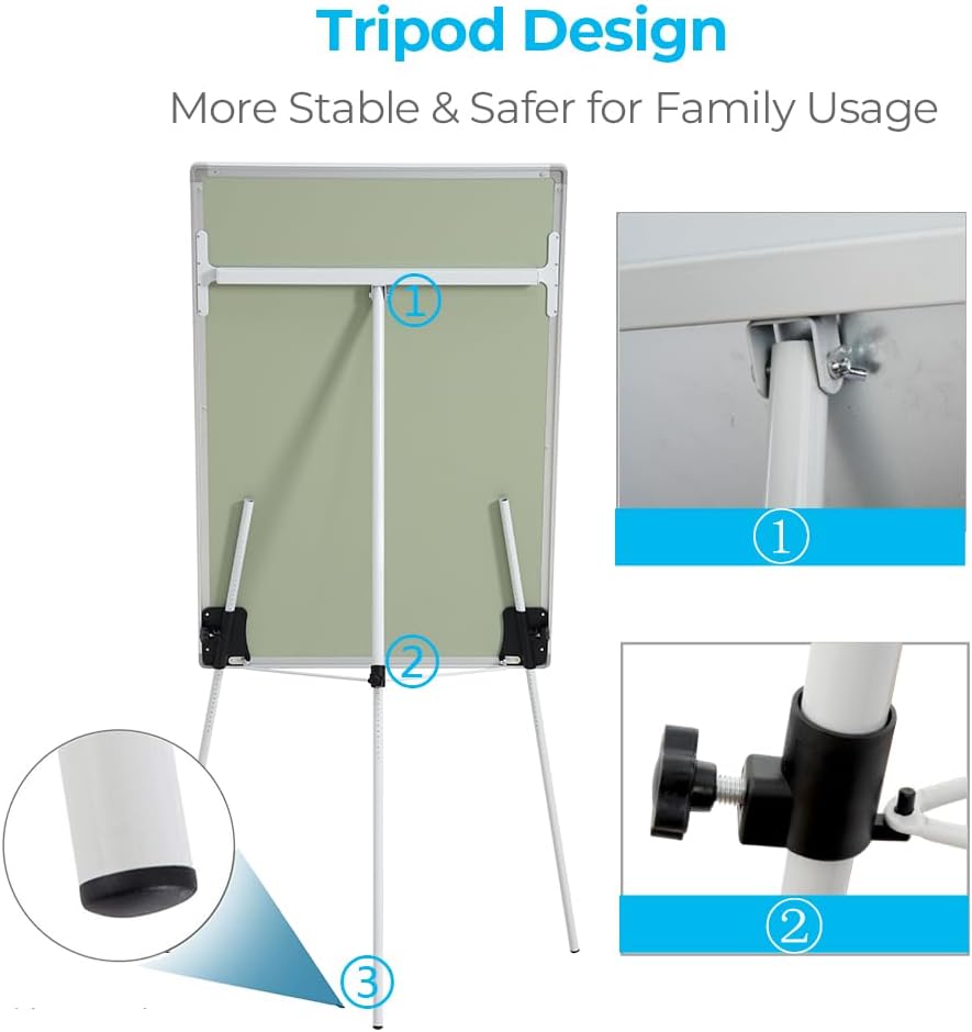 Whiteboard Easel 36" x 24" Height Adjustable, Magnetic Dry Erase Easel | Portable Tripod White Board Easel 36"x24"