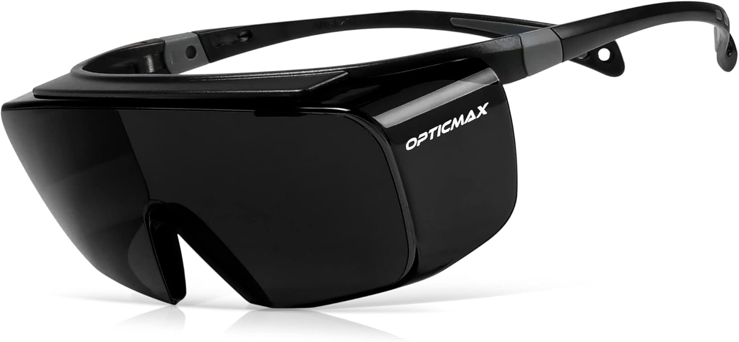Optic Max Safety Glasses Over Eyeglasses - Fits Over Your Prescription - Safety Glasses for Men and Women with