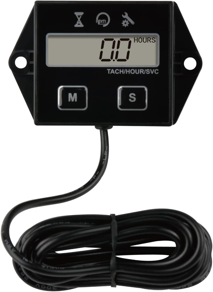 YOOREAL Digital Inductive Tach Hour Meter,RPM Gauge Meter Tachometer