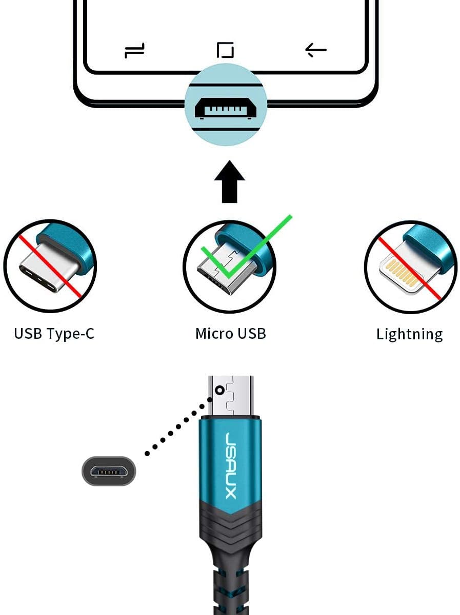 Micro USB Charger Cable, (3-Pack 3.3ft+6.6ft+10ft) Android Charger Micro USB to USB A Nylon Braided Cord Compatible