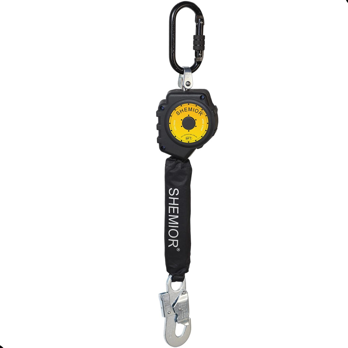 Swivel Top Self Retracting Lifeline, Shemior 6FT SRL, Retractable Lanyard | Web, Safety Harness Fall Protection Kit