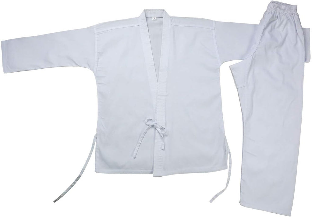 Karate Uniform with Free Belt, White Karate Gi for Kids & Adult Size 000-6