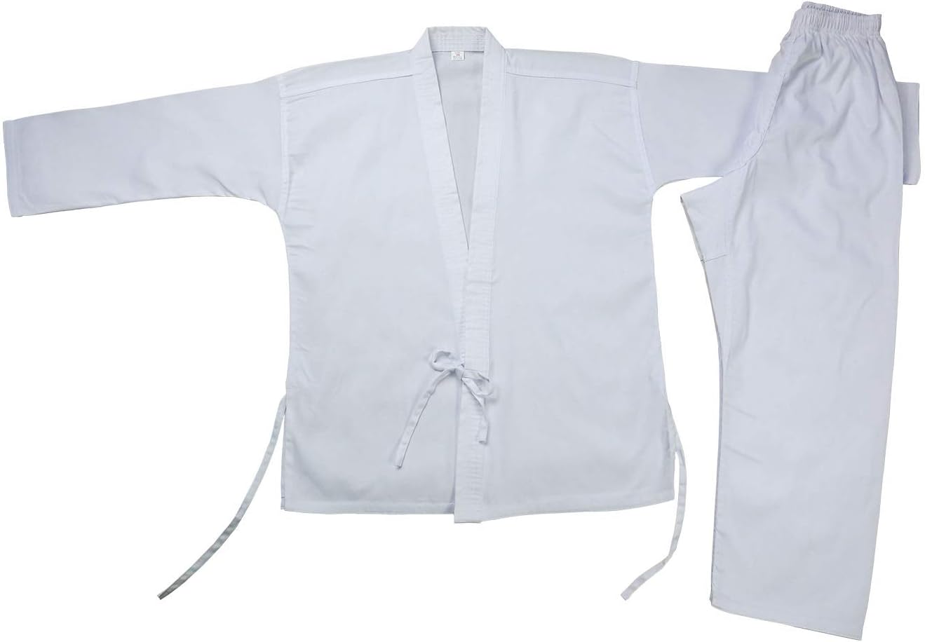 Karate Uniform with Free Belt, White Karate Gi for Kids & Adult Size 000-6