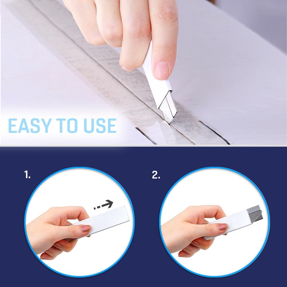 Box Cutters Retractable, Handy Cardboard Opener, Tap Open-Close, Utility Knife Set for Boxes, Packages and Papers