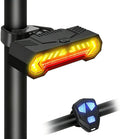 Smart Bike Tail Light, Wireless Remote Turn Signals with 120dB Audio Warning & Virtual Lane Projection, USB-C